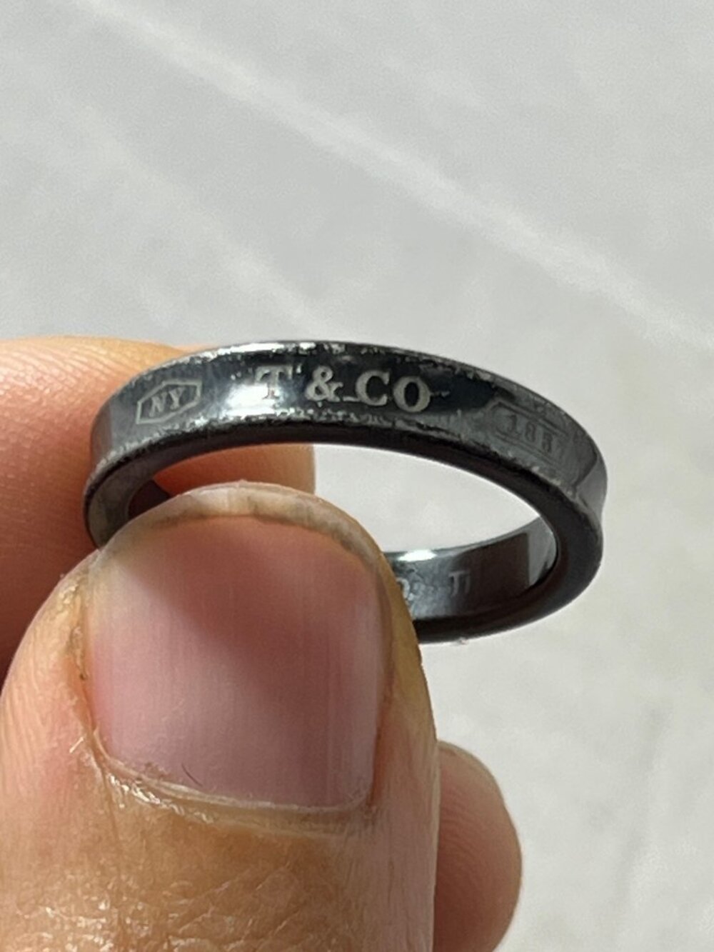Tiffany & Co. 1837 Black Titanium ring, 7.5,